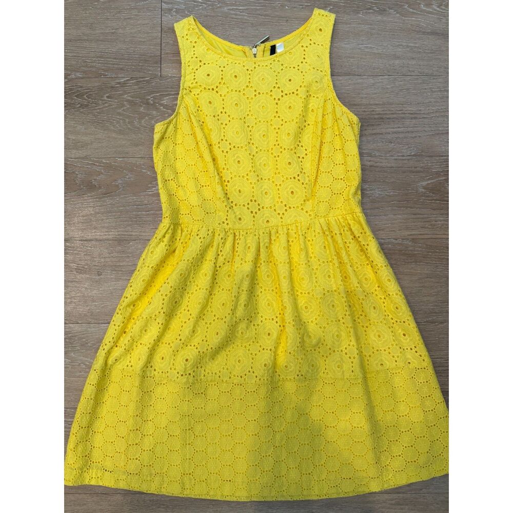 Kensie Lemon Yellow Eyelet Dress Size Medium